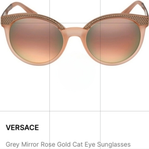 Versace Mirrored Blush/Rose Gold Cat Eye Sunglasses - Picture 4 of 11